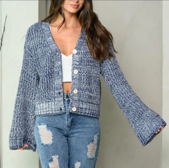 Blue button down sweater - Picture 2 of 3